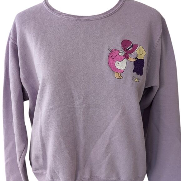 Women's vintage embroidered sewing theme lavender‎ sweatshirt size large - Picture 4 of 5